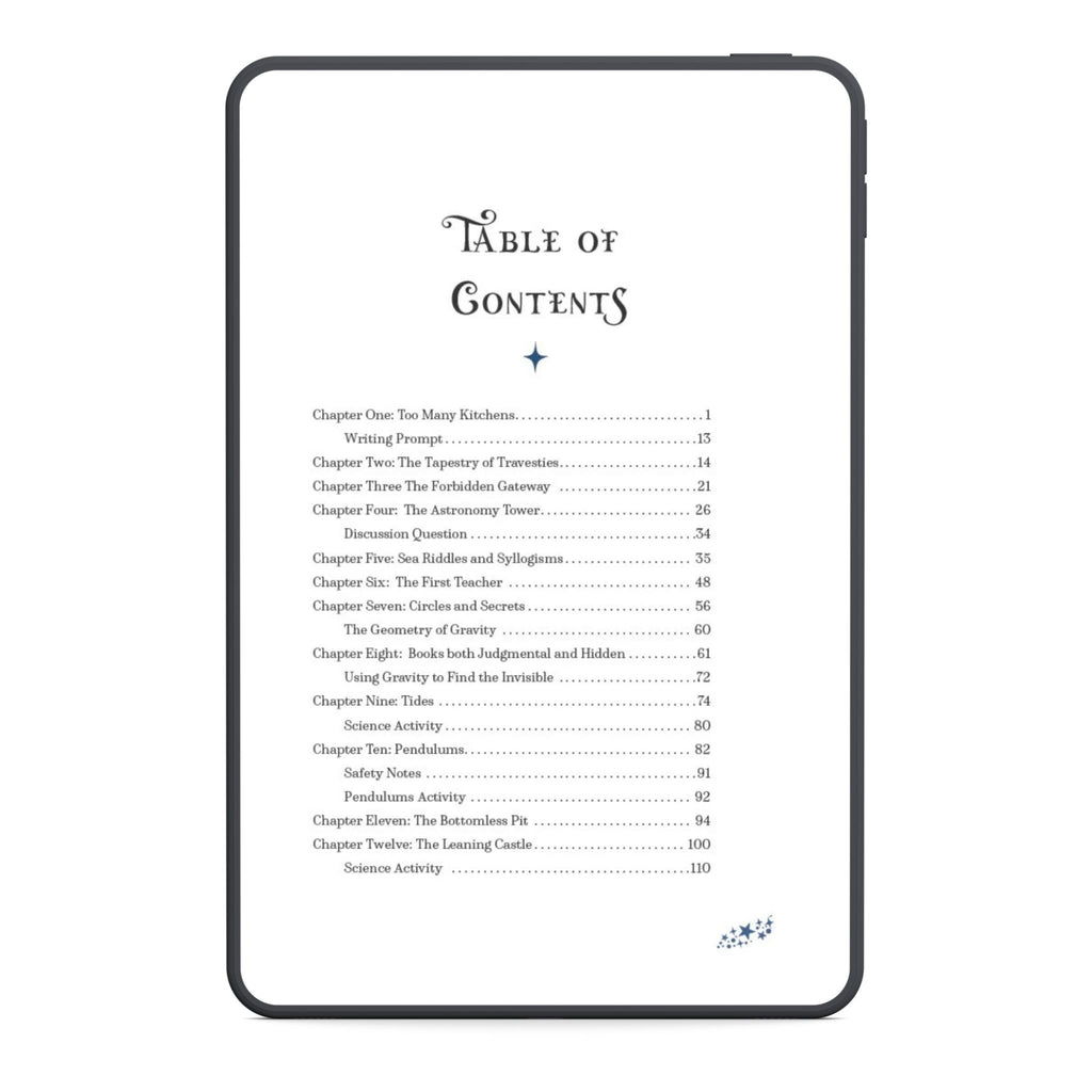 Table of contents for a book on a white background