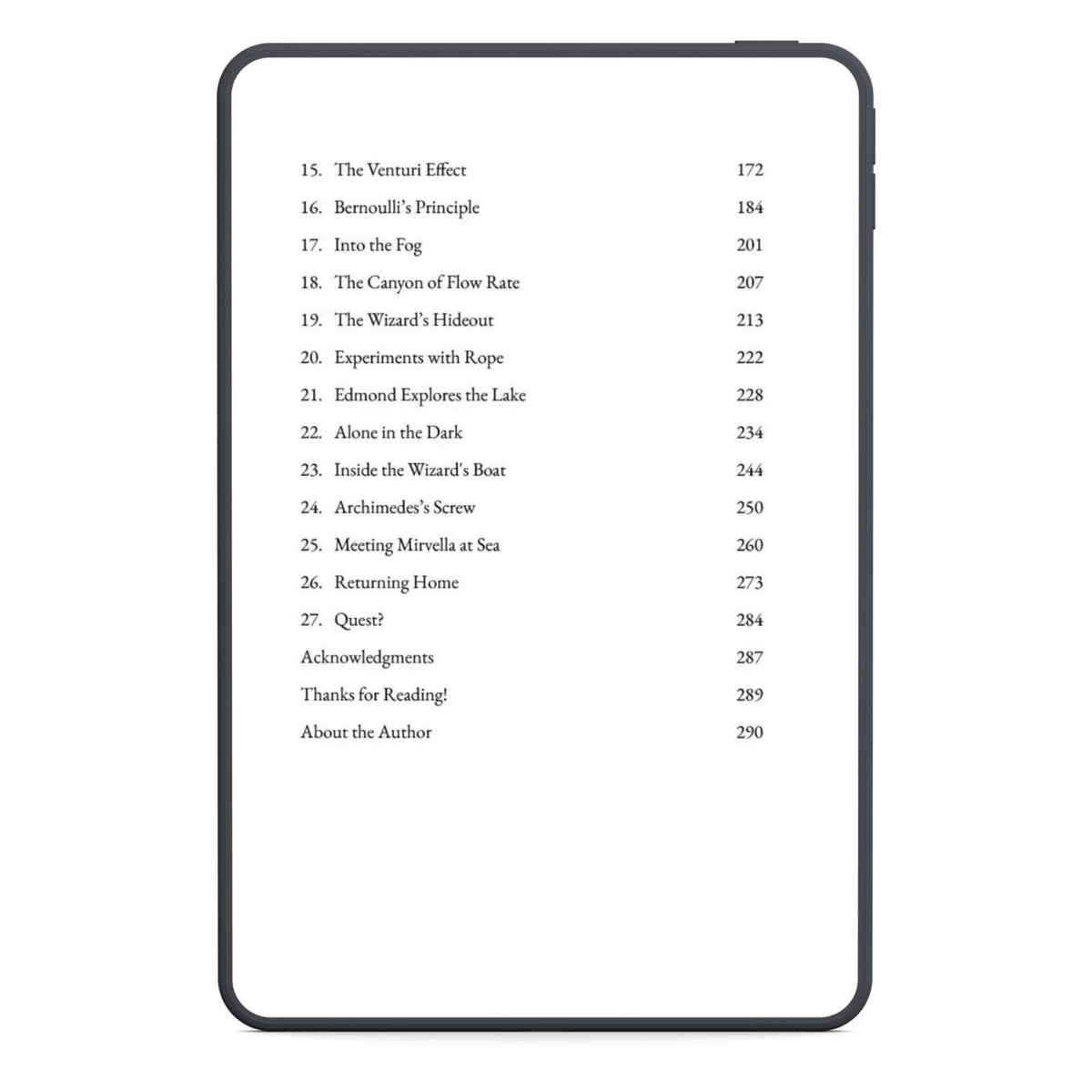 The second page of the table of contents showing 27 chapters